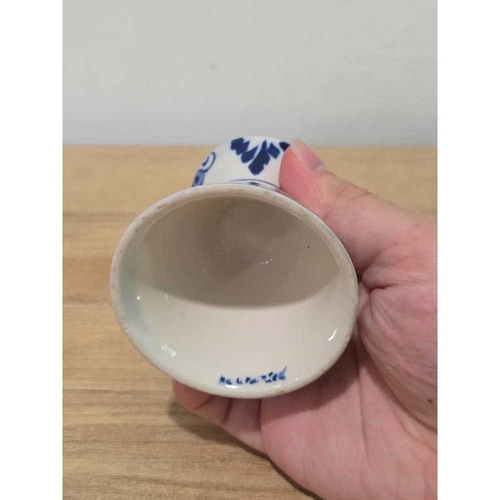 Vintage Delft Blue Holland Windmill Hand Painted Ceramic Taper Candle Holder 3''